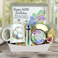 60th Birthday Gift Box for Women with Personalized Mug