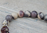 gemstone beaded bracelet gray and purple