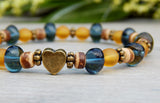 blue and yellow beaded bracelet