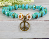 peace bracelet with flower beads