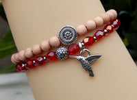 hummingbird bracelet with rosewood beads