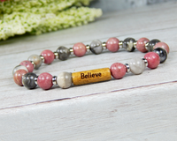 word jewelry pink and gray gemstone bracelet for women