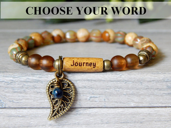 journey bracelet with leaf charm