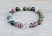 purple pink green beaded bracelet