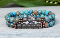 smoky quartz bracelet blue beaded jewelry