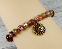 boho beaded bracelet with sun charm sunshine jewelry