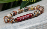 jasper gemstone bracelet with engraved bead