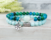 yoga bracelet with lotus flower charm amazonite jewelry