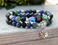 green and blue stacked yoga bracelet