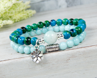 amazonite bracelet with lotus flower charm