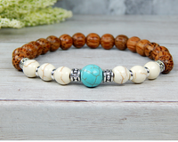 mens palm wood and turquoise bracelet