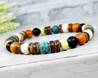 mens colorful bead bracelet