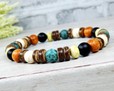 mens colorful bead bracelet
