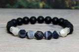 mens agate onyx black gemstone beaded bracelet