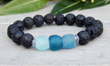 mens black and blue beaded bracelet
