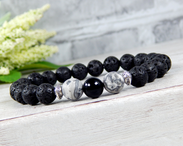 mens volcano rock lava bracelets