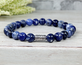 mens gemstone bracelet blue sodalite jewelry for him