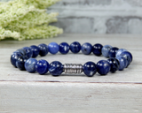 blue bead mens bracelet handmade man jewelry
