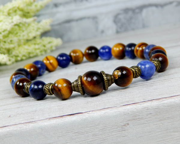 mens gemstone bracelet beaded jewelry for man