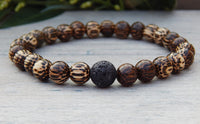 Men's Palm Wood Bracelet with Lava Rock