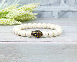 mans buddha bracelet beaded white buddhist jewelry