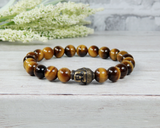 buddha bracelet tiger eye gemstone mens jewelry