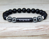 mens gemstone bracelet engraved personalized gift for boyfriend