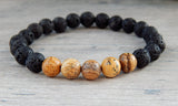 mens lava and jasper earthy beaded bracelet