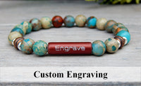 mens engraved bracelet jasper gemstone jewelry