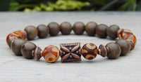 mens beaded bracelet boho wood style