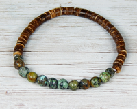 green and brown beaded bracelet for men
