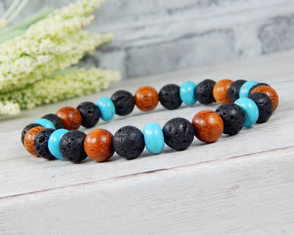 Turquoise Green Stone Men's Name Bracelet - Talisa