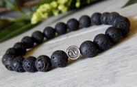 mens yin yang beaded gemstone black bracelet