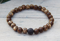 Men's Palm Wood Bracelet with Lava Rock