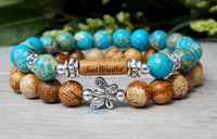 just breathe word bracelet inspirational gift