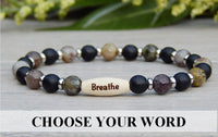 black beaded inspirational word bracelet