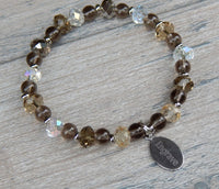Crystal Bracelet with Quartz Beads and Personalized Engraving
