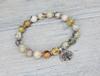 Natural Agate Beaded Bracelet with Tree of Life Charm