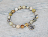 Natural Agate Beaded Bracelet with Tree of Life Charm