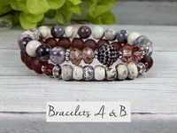 Set of 3 Purple Bracelets - Boho Bracelet Set - Stacked Beaded Bracelets