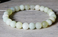frosted natural green jade gemstone beaded bracelet