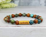 african turquoise and wood bracelet for women