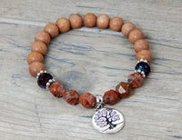 beaded nature bracelet rosewood tree of life charm