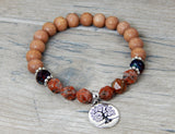 beaded nature bracelet rosewood tree of life charm