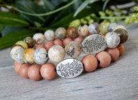 gemstone bracelets stacked