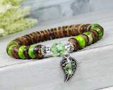 womens nature jewelry green leaf bracelets