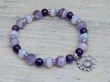 Purple Sunflower Bracelet with Amethyst Beads