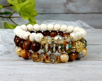 Stacked Beaded Bracelet Set - Gemstone Bracelets - Set of 3 Bracelets