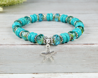 ocean jewelry starfish charm turquoise bracelet