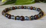 palm wood and blue beaded bracelet